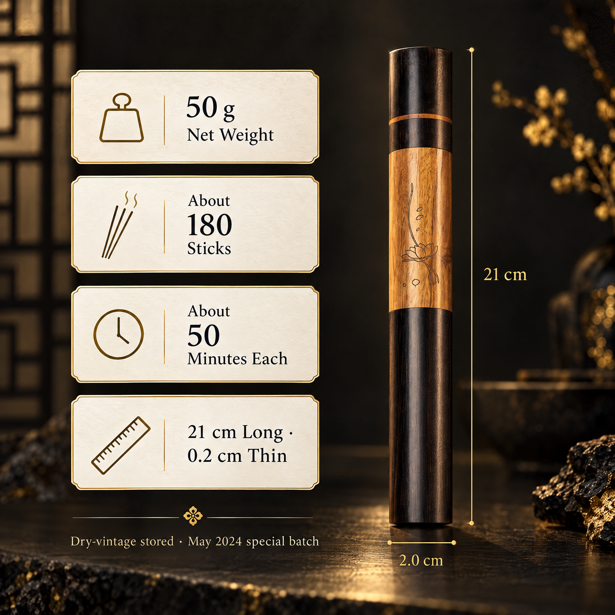 Long Incense Rosewood & Black Sandalwood Tube