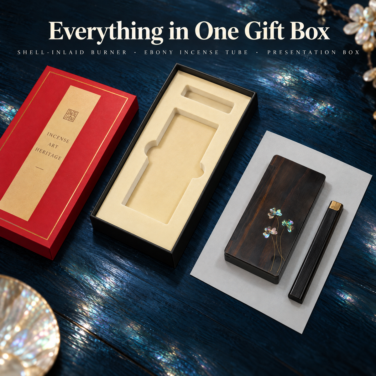 Shell-Inlaid Ping'an Line Incense Gift Box