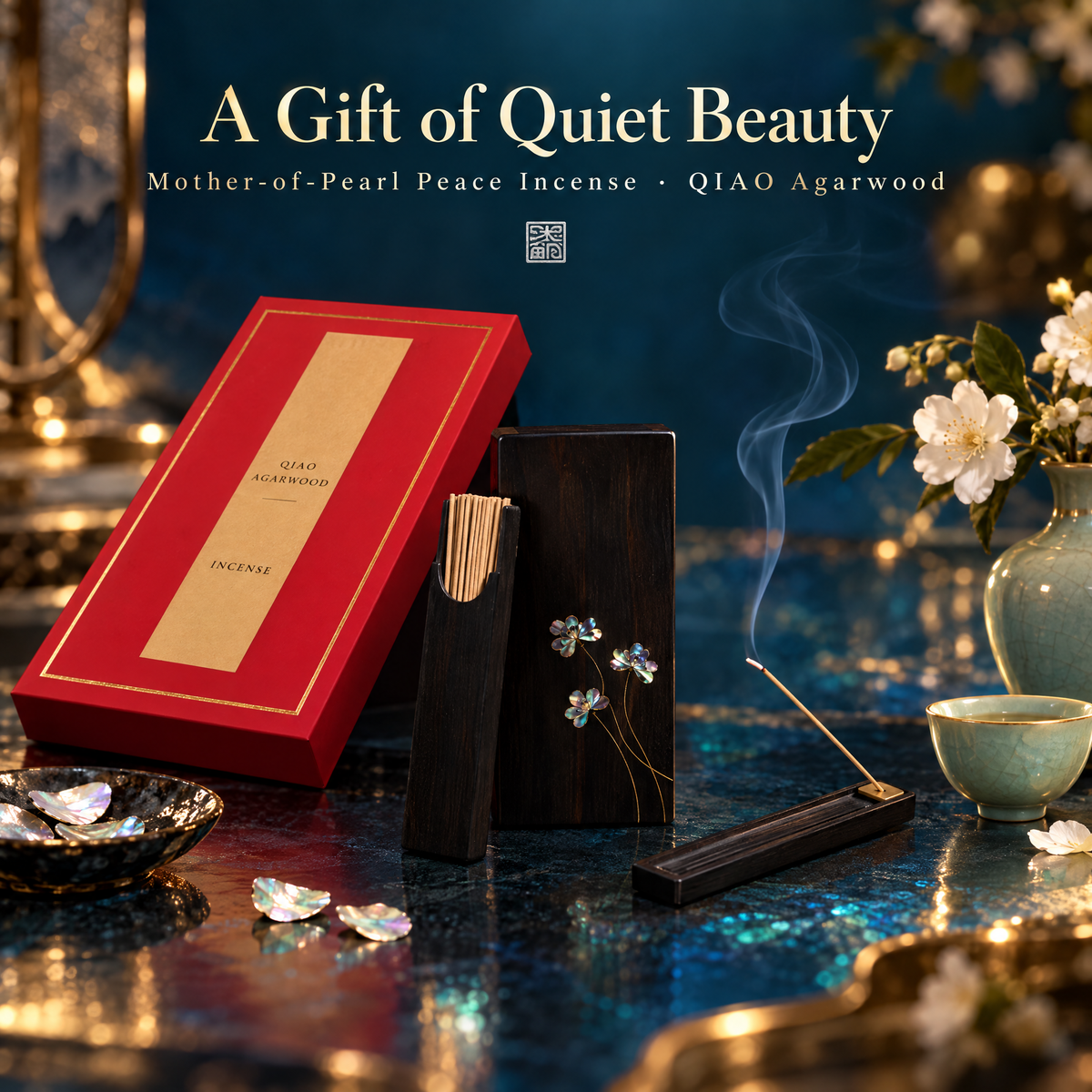 Shell-Inlaid Ping'an Line Incense Gift Box